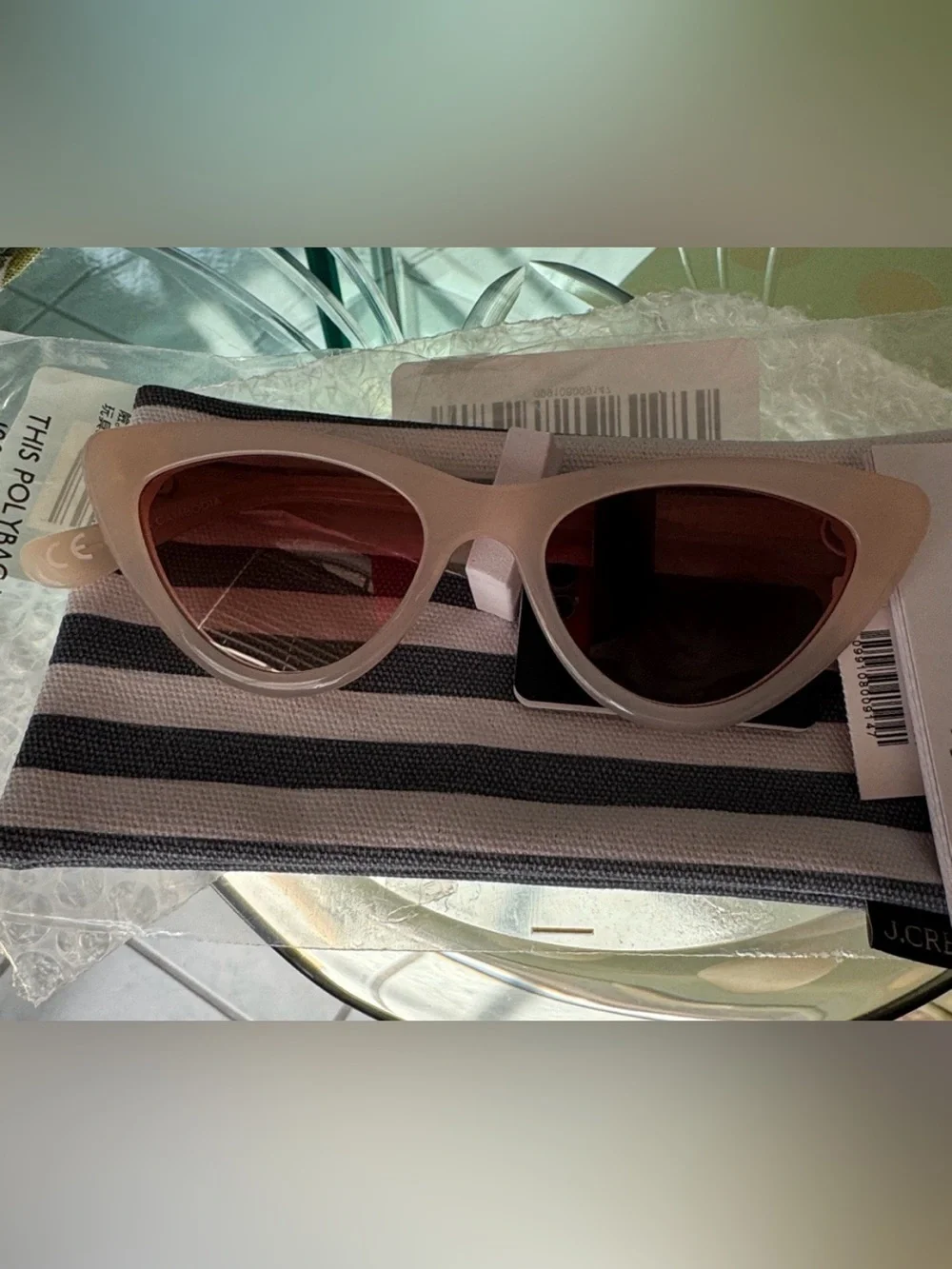 J. Crew Blush Pink Cat-Eye Sunglasses w case